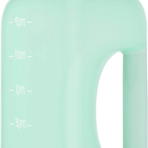 64oz Half Gallon Water Jug with Handle and Motivational Time Markers for All Day tion, Plastic Reusable Water Bottle with Straw and Locking, Leak Proof Lid, BPA Free
