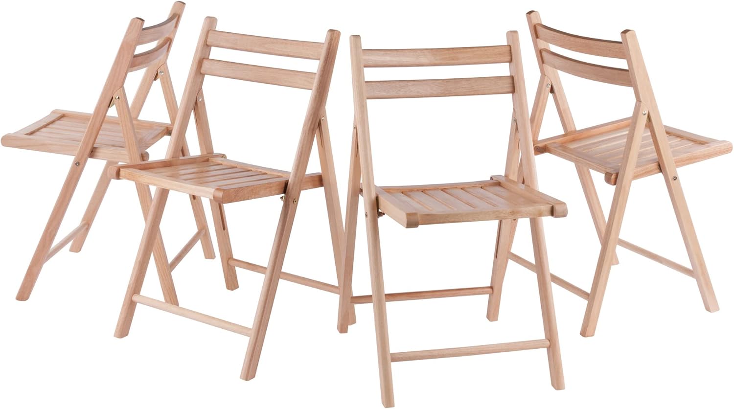 4-PC Folding Chair Set ,Natural Finish, Set of 4, Wood - Image 2