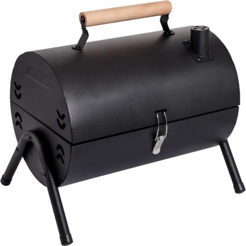 Portable Charcoal Grill,Tabletop Charcoal Grill,BBQ Grill for Outdoor Cooking Camping,Picnics,Backyard,Balcony-Black,2 Carbon Tank,2 Baking Net,1 Baking Pan