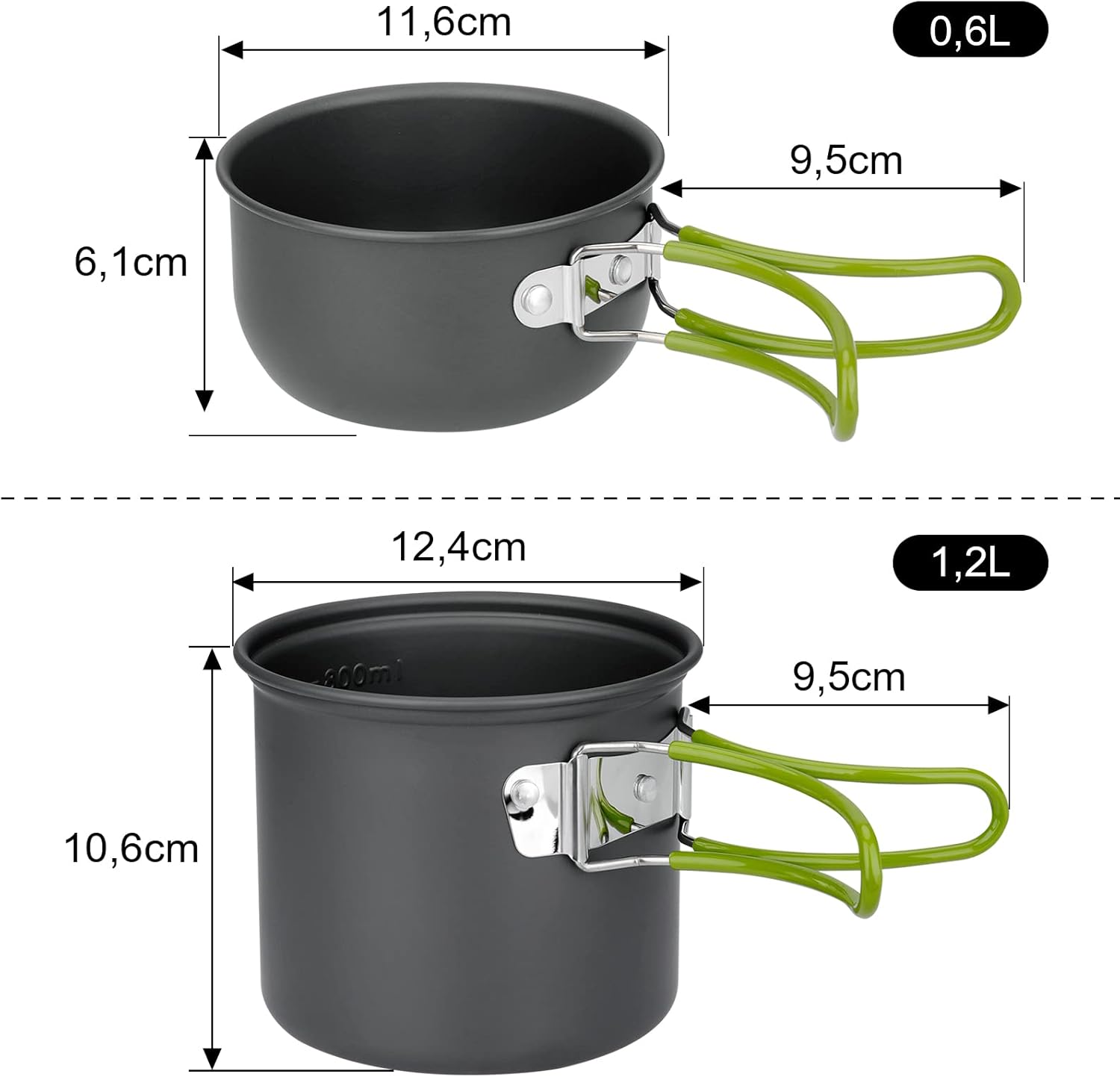 Camping Cookware Set, Aluminium Camping Pot, Outdoor Cookware with Foldable Cutlery, Camping Tableware for 2 People, Camping Tableware for Hiking, Fishing, Picnic, Certified - Image 2