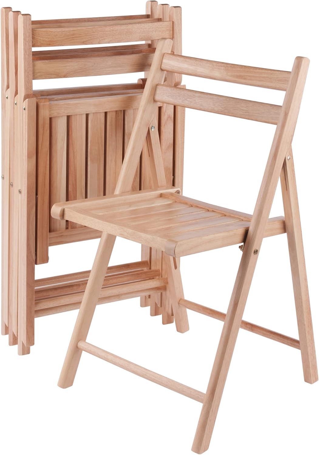 4-PC Folding Chair Set ,Natural Finish, Set of 4, Wood