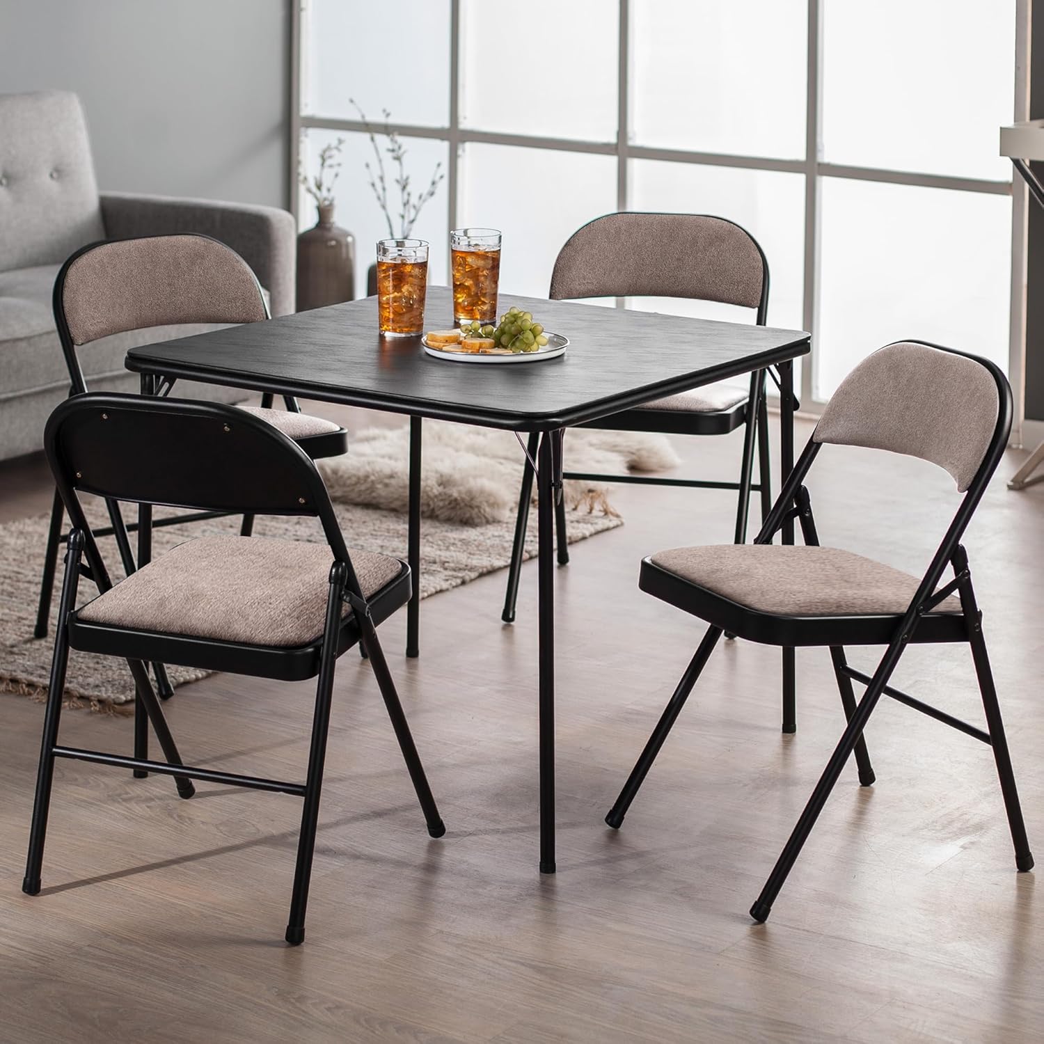 Tubular Steel Frame and Deluxe Fabric Padded Folding Chair in Cinnabar Frame and Fabric Seat and Back 4 Pack - Image 2